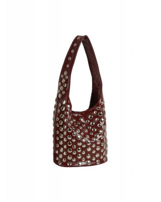 GMS-0054RD STUD CROSS BODY BAG