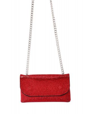 HBG103990 RD RHINESTONE BAG