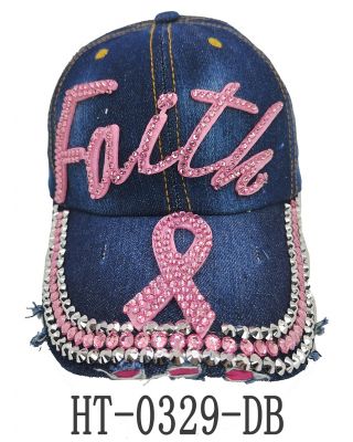HT-0329 DB FAITH/PINK RIBON HAT