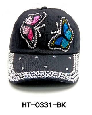 HT-0331 BK TWIN BUTTER FLY HAT