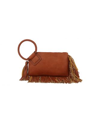 JY-0378 BR FRINGE WRISTLET CLUTCH 