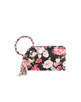 JY-0411FW BK FLORAL CLUCH