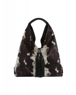 JY-0567 BK COW PRINTED HOBO BAG