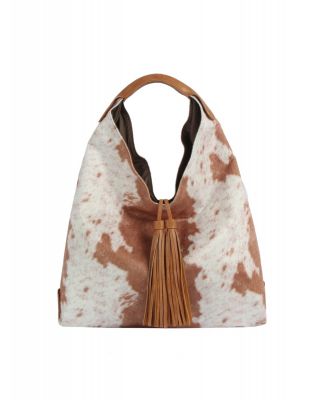 JY-0567 BR COW PRINTED HOBO BAG
