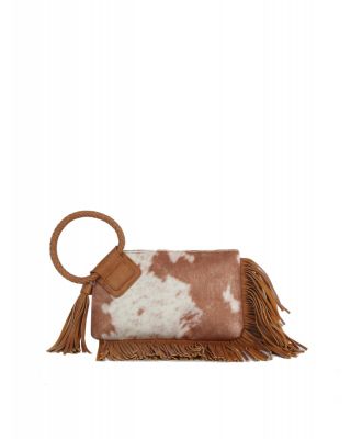 JY-0568 BR FRINGE COW CROSS BODY BAG
