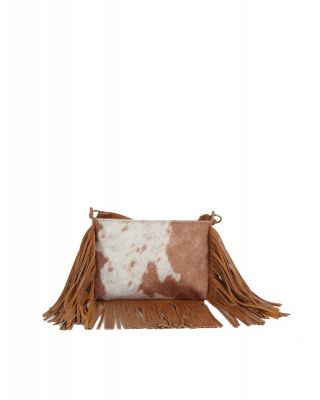 JY-0571 BR FRINGE COW CROSS BODY BAG