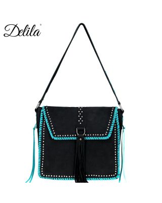 LEA-6043 BK Delila 100% Genuine Leather Collection Hobo