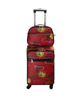 LGOT01-G MT4 Fashion Faux Leather GRAFFITI 2 Piece Luggage 