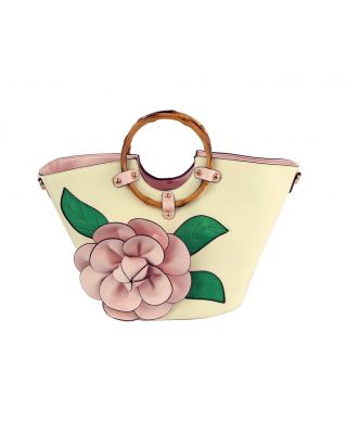 LHU346 PK BAMBOO HANDLE FLOWER BAG