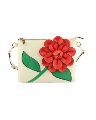 LHU466 RD CLUCH FLOWER BAG