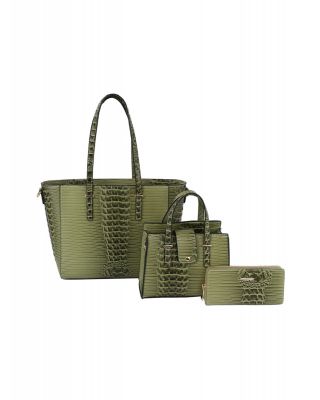 LMD001-Z OLV CROCO EMBOSSED DESIGNER 3PC SET