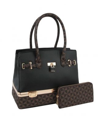 LMN004-1W BR2 Monogram  Padlock 2-in-1 Satchel