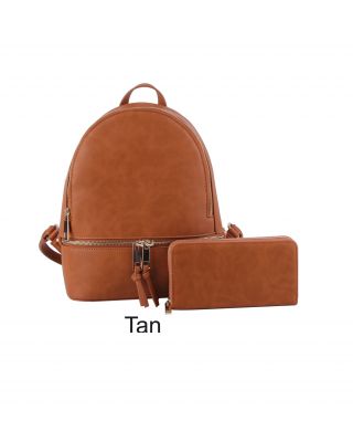 LP1062W TAN  FASHIONBACKPACK WITH WALLAET