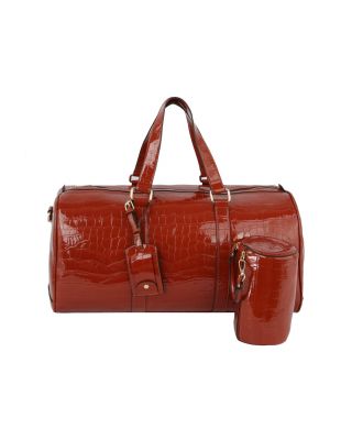 LSD130 BR CROCO PATTERN TOTE BAG