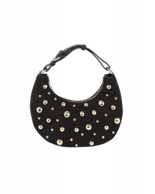 LY132 BK DENUM  STUD CROSSBODY BAG