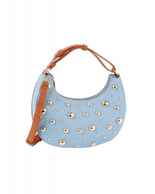 LY132 L DENUM  STUD CROSSBODY BAG