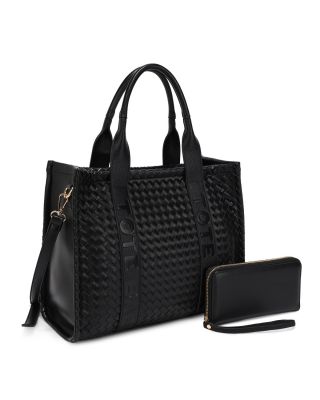 MS-31421A BK TOTE BAG WOVEN BAG WITH WALLET