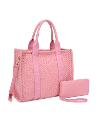 MS-31421A PK TOTE BAG WOVEN BAG WITH WALLET