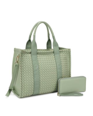 MS-31421A GN TOTE BAG WOVEN BAG WITH WALLET