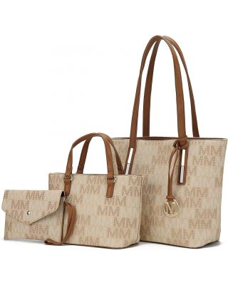 MU6412 BG VEGAN LEATHER BAG 3PC SETS 