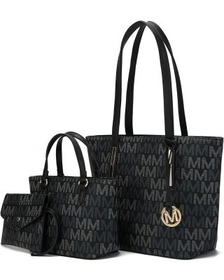 MU6412 BK VEGAN LEATHER BAG 3PC SETS 