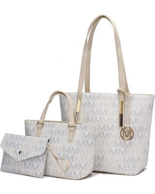 MU6412 WT VEGAN LEATHER BAG 3PC SETS 