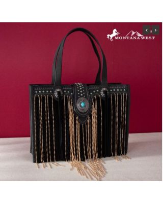 MWF1047G-8119 BK  Montana West Fringe Collection Concealed Carry Tote