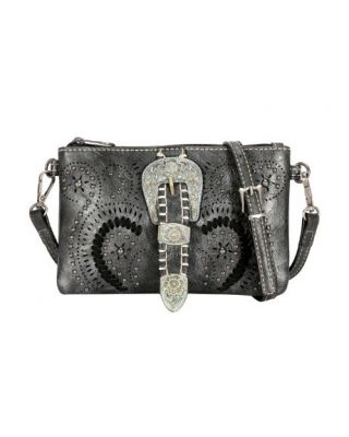 MW1075-181 BK Montana West Buckle Collection Clutch/Crossbody