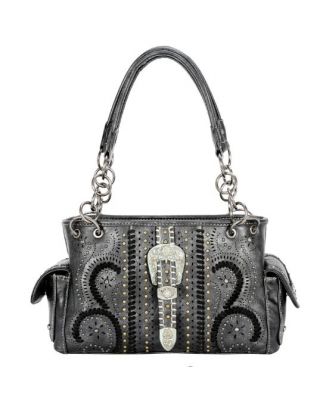 MW1075G-8085 BK  Montana West Buckle Collection Concealed Carry Satchel
