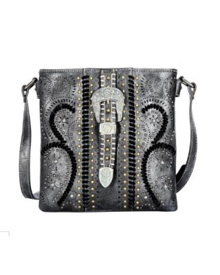 MW1075G-9360 BK  Montana West Buckle Collection Concealed Carry Crossbody Bag