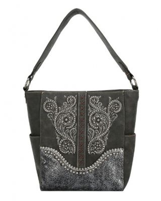 MW1076G-920 BK Montana West Floral Embroidered Collection Concealed Carry Hobo