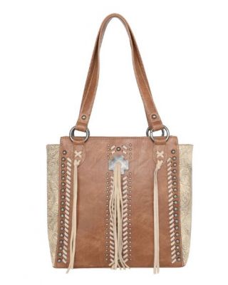 MW1098G-8113 BR Montana West Concho Collection Concealed Carry Tote