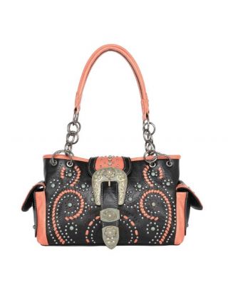 MW1116G-8085 BK  Montana West Buckle Collection Concealed Carry Satchel
