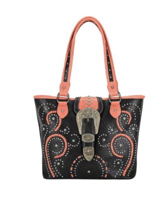 MW1116G-8317 BK  Montana West Buckle Collection Concealed Carry Tote