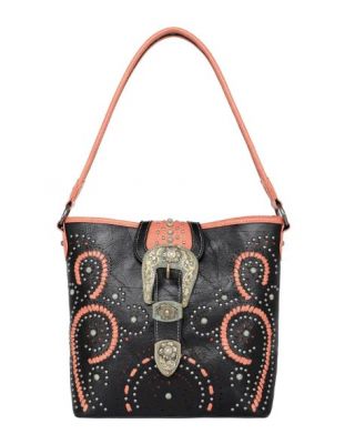 MW1116G-918 BK  Montana West Buckle Collection Concealed Carry Hobo