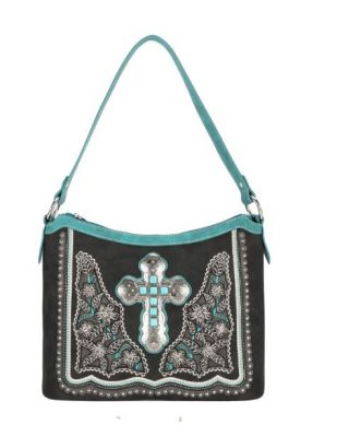 MW1120G-918 BK Montana West Concho Collection Concealed Carry Hobo