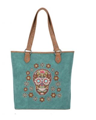 MW1121G-8317 TQ Montana West Sugar Skull Collection Concealed Carry Tote