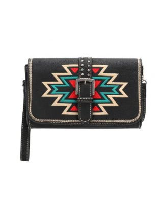 MW1123-063 BK Montana West Aztec Collection Wallet/Crossbody