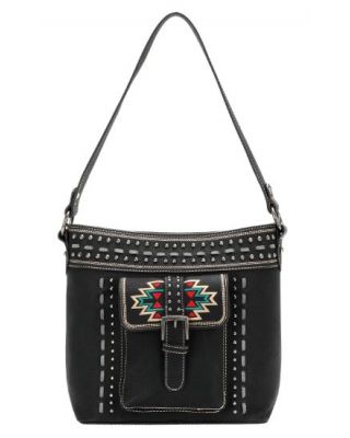 MW1123G-918 BK  Montana West Aztec Collection Concealed Carry Hobo