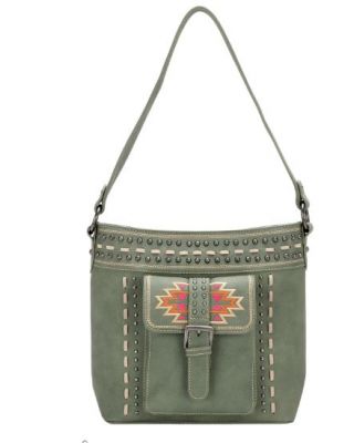 MW1123G-918 GN  Montana West Aztec Collection Concealed Carry Hobo