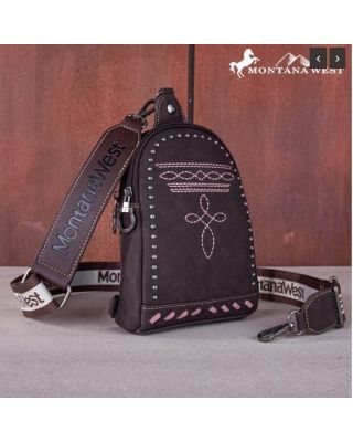 MW1124-210 CF Montana West Embroidered Boot Stitch Sling Bag