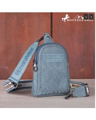 MW1124-210 JN Montana West Embroidered Boot Stitch Sling Bag