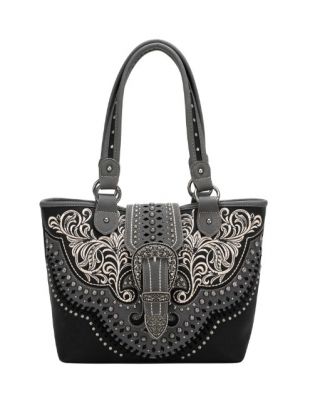 MW1126G-8317 BK  Montana West Buckle Collection Concealed Carry Tote