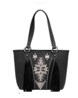MW1128G-8317 BK Montana West Aztec Collection Concealed Carry Tote