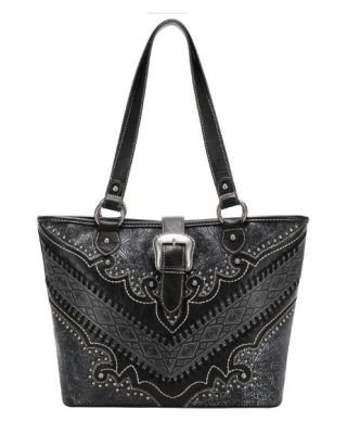 MW1131G-8317 BK Montana West Buckle Collection Concealed Carry Tote