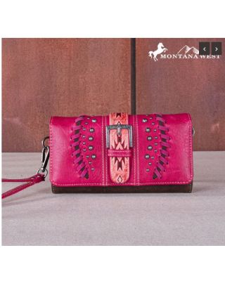 MW1134-W018 BDY Montana West Aztec Tooled Collection Wallet