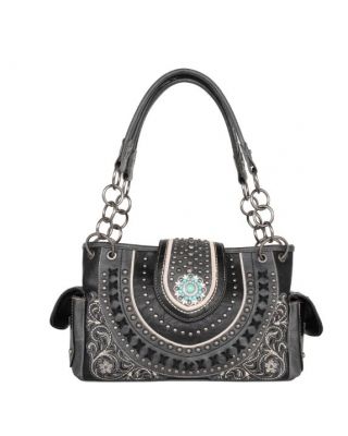 MW1138G-8085 BK  Montana West Concho Collection Concealed Carry Satchel  