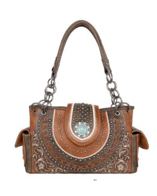 MW1138G-8085 BR  Montana West Concho Collection Concealed Carry Satchel  