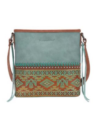 MW1139G-9360 TQ  Montana West Aztec Tooled Collection Crossbody Bag