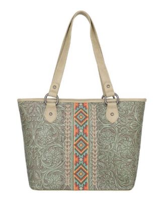 MW1142G-8317 GN Montana West Tooled Collection Concealed Carry Tote